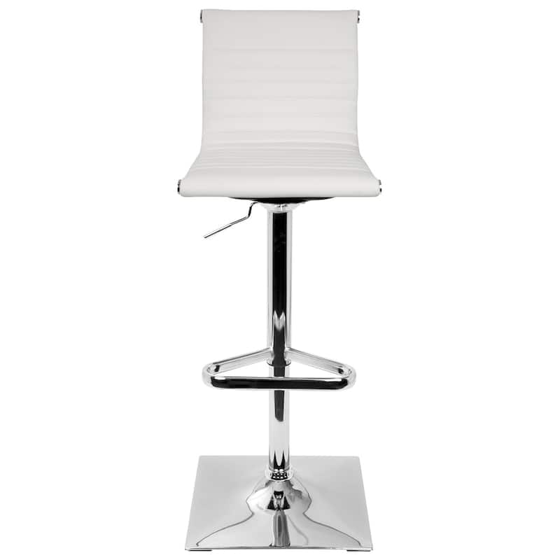 Porch & Den Tower Master Contemporary Adjustable Bar Stool in Faux Leather - N/A