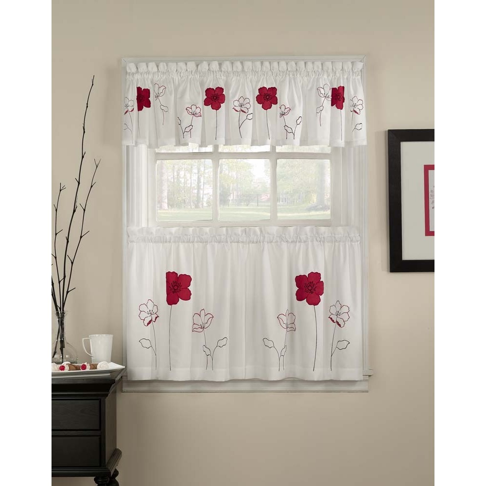 Poppy Garden 3 piece Curtain Tier And Valance Set