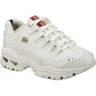 Skechers Energy Casual Shoes In White Leather Silver Trim Wml Skechers Energy Casual Shoes In White Leather Silver Trim Wml