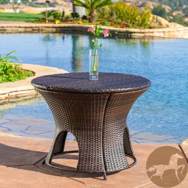 Christopher Knight Home Rodolfo Wicker Multibrown Outdoor Round Storage Table Christopher Knight Home Coffee & Side Tables