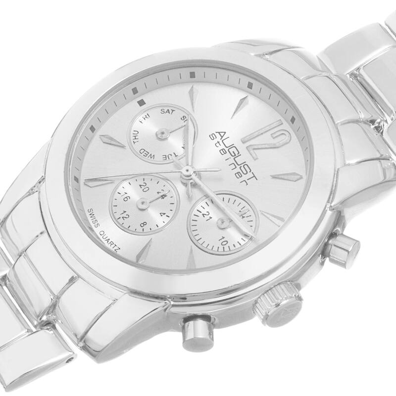 August Steiner Women's Swiss Quartz Multifunction Silver-Tone Bracelet Watch