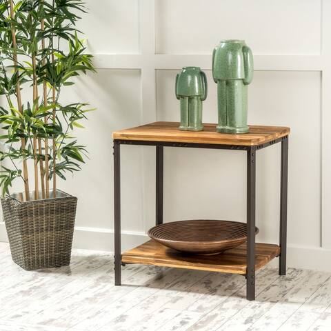 Ronan Wood Rustic Metal End Table by Christopher Knight Home
