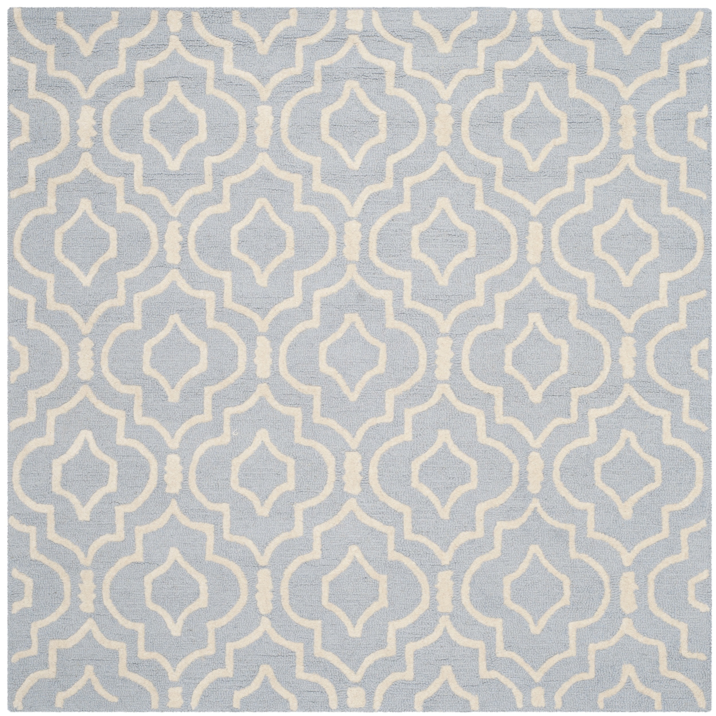 Safavieh Handmade Moroccan Cambridge Light Blue/ Ivory Wool Rug (6 Square)