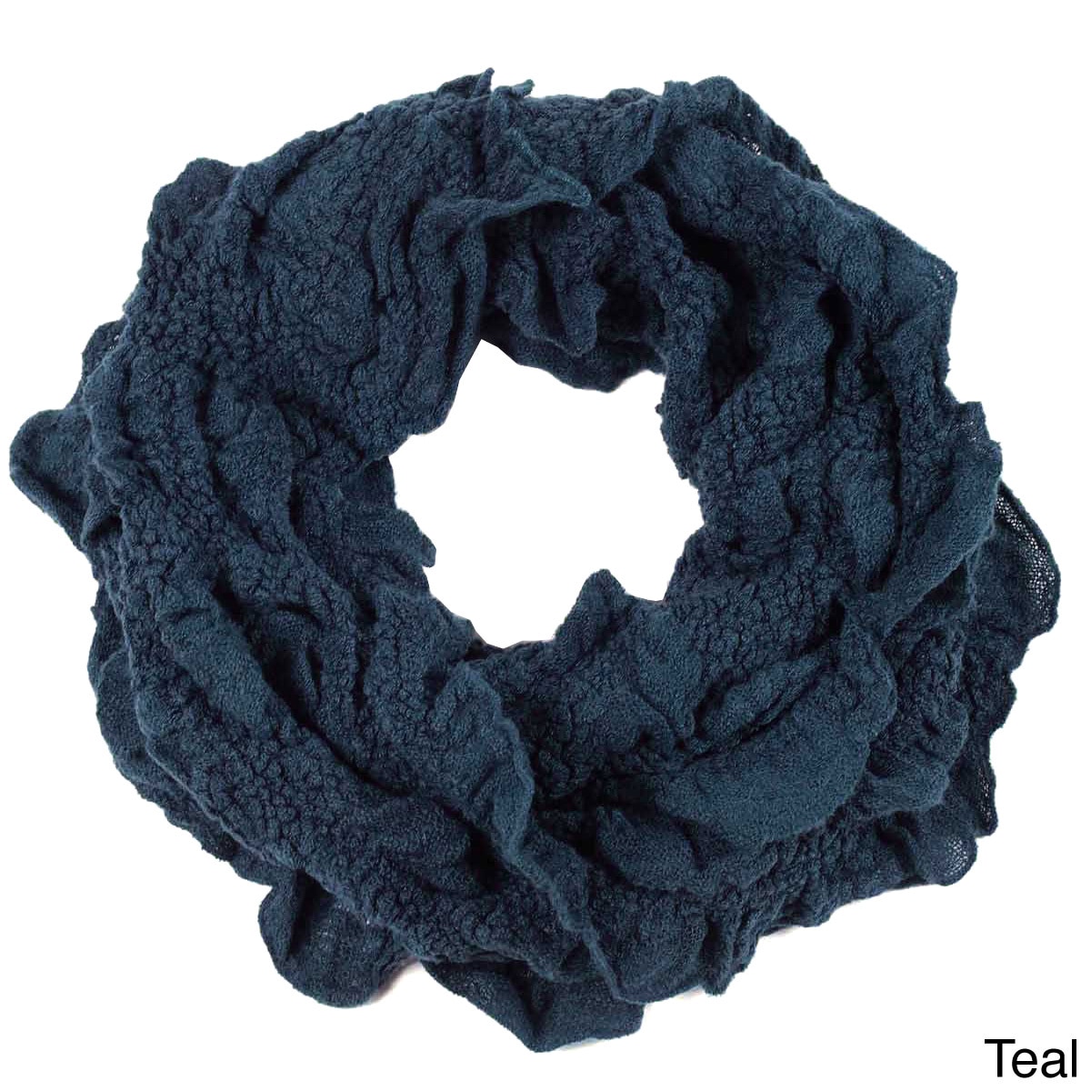 La77 Solid Ruffle Texture Looped Scarf