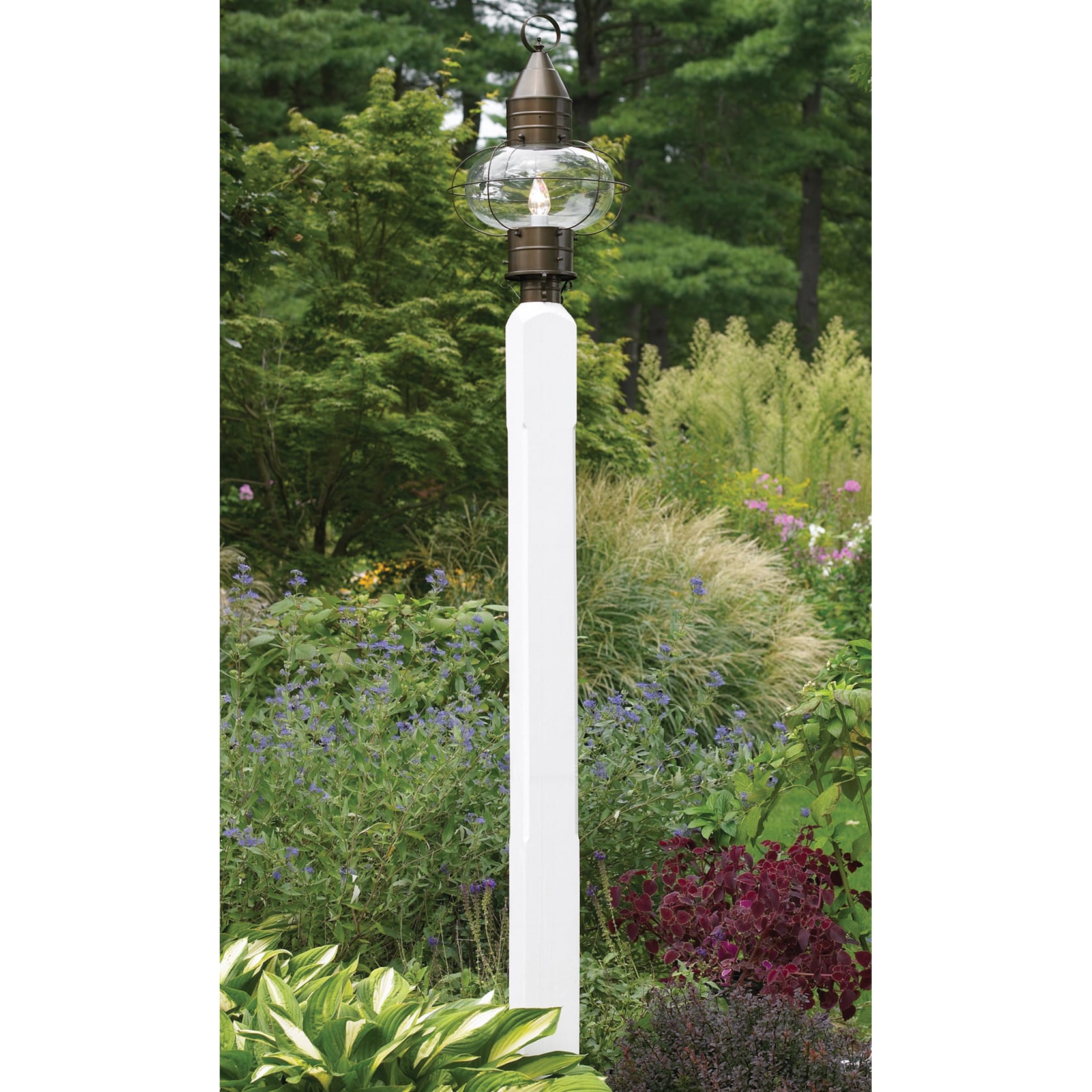 Lazy Hill Farm Designs Revere White Lantern Post (WhiteMaterials CedarQuantity One (1) postSetting OutdoorDimensions 104 inches high x 4.5 inches wide x 4.5 inches longWeight 30 poundsAssembly Required )