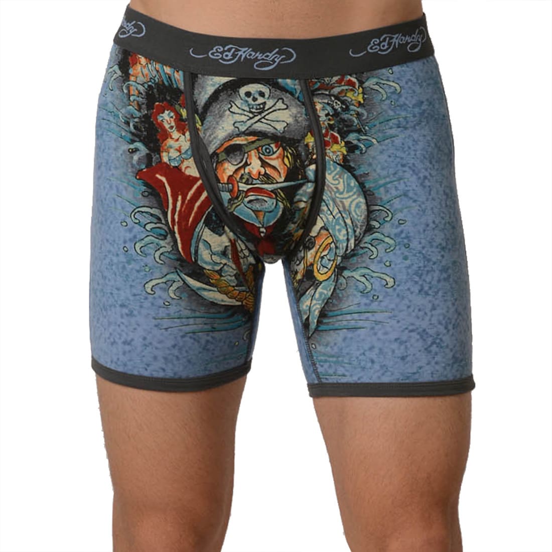 Ed Hardy Mens Charcoal Pirates Unite Premium Boxer Briefs