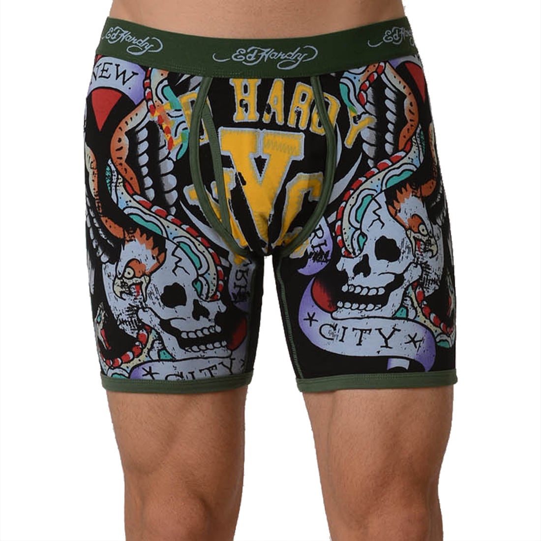 Ed Hardy Mens Green Tough Yankee Premium Boxer Brief