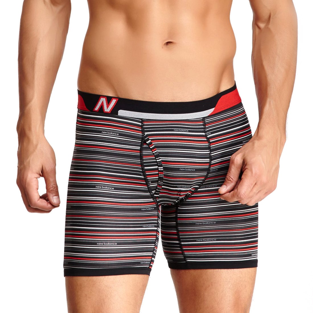 New Balance Mens Black Thin Stripe Photoprint Boxer Briefs