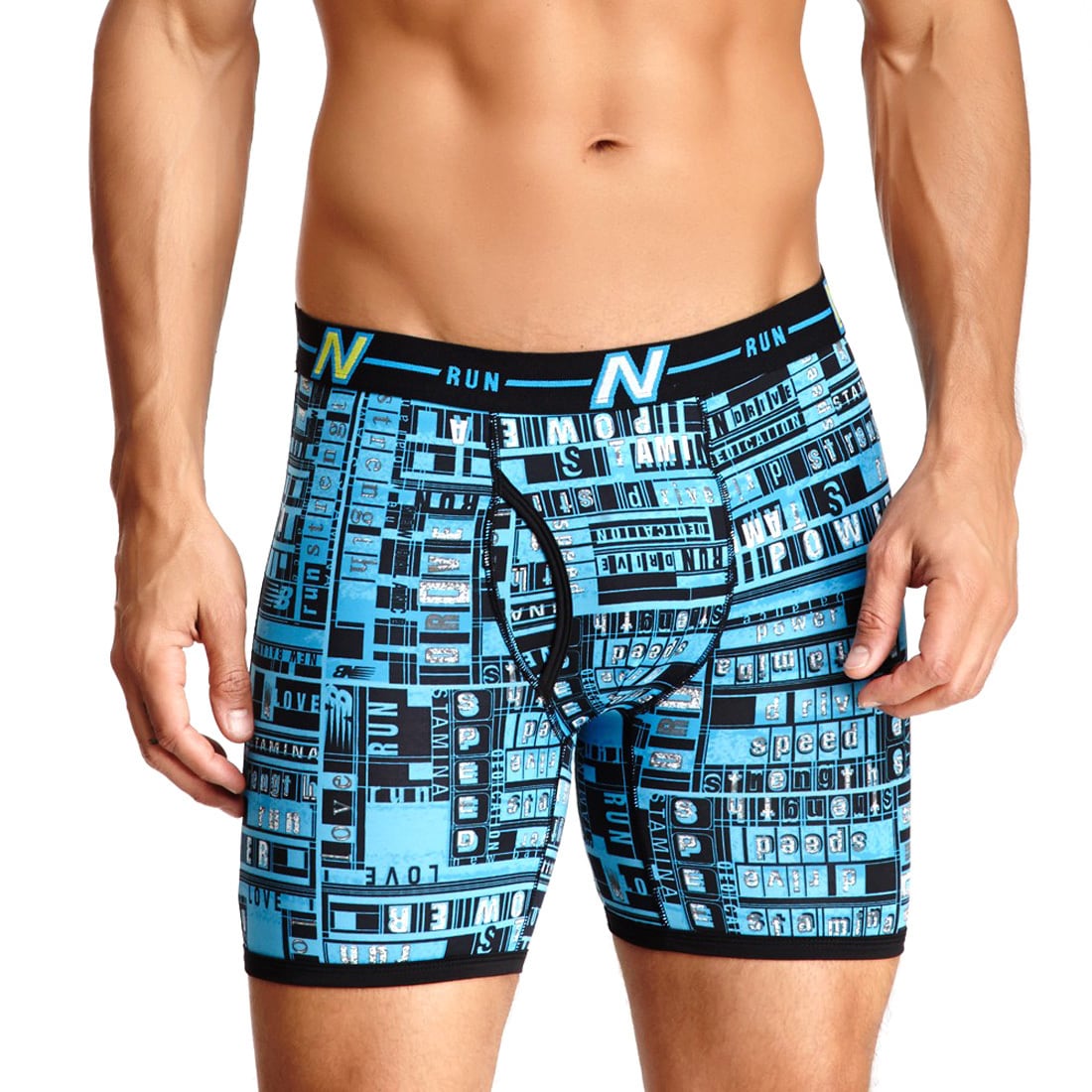 New Balance Mens Light Blue Typography Photoprint Boxer Briefs