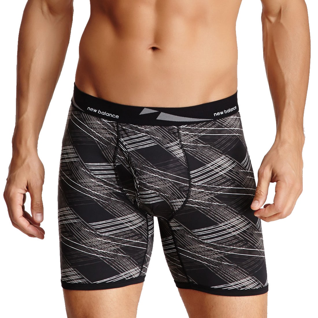 New Balance Mens Black Slanted Photoprint Boxer Briefs