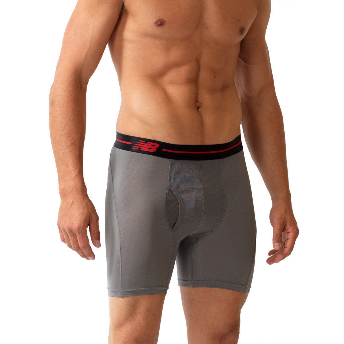 New Balance Mens Performance Grey/ Black Sport Trunks (6 inch Inseam)