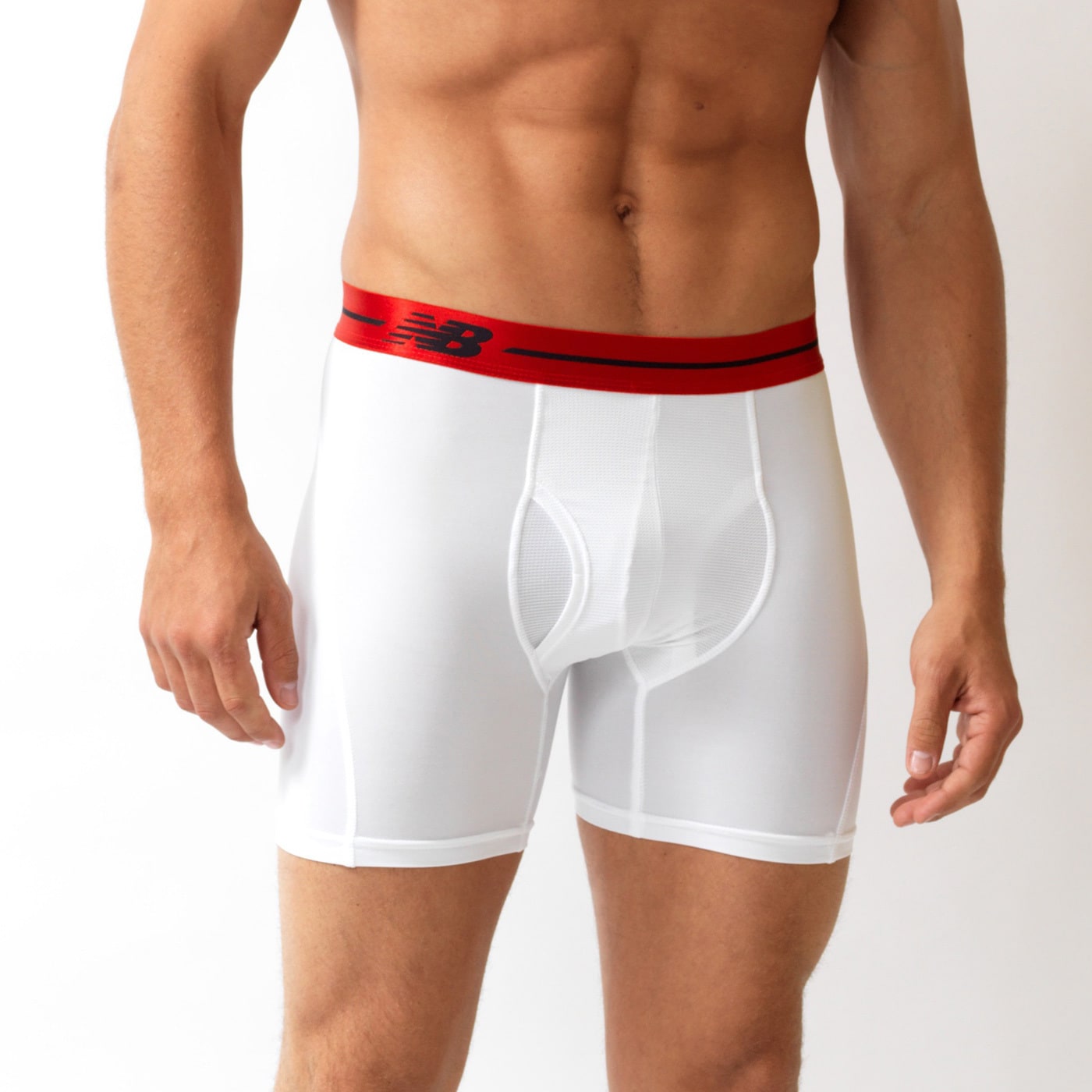 New Balance Performance White/red 6 inch Inseam Sport Briefs