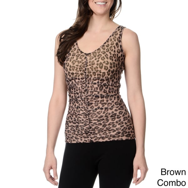 Teez Her Women's Animal Print Ruched front Shapewear Tank Teez Her Shapewear