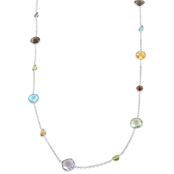 Shop Fremada Sterling Silver Multiple Gemstones Necklace (24 inch ...