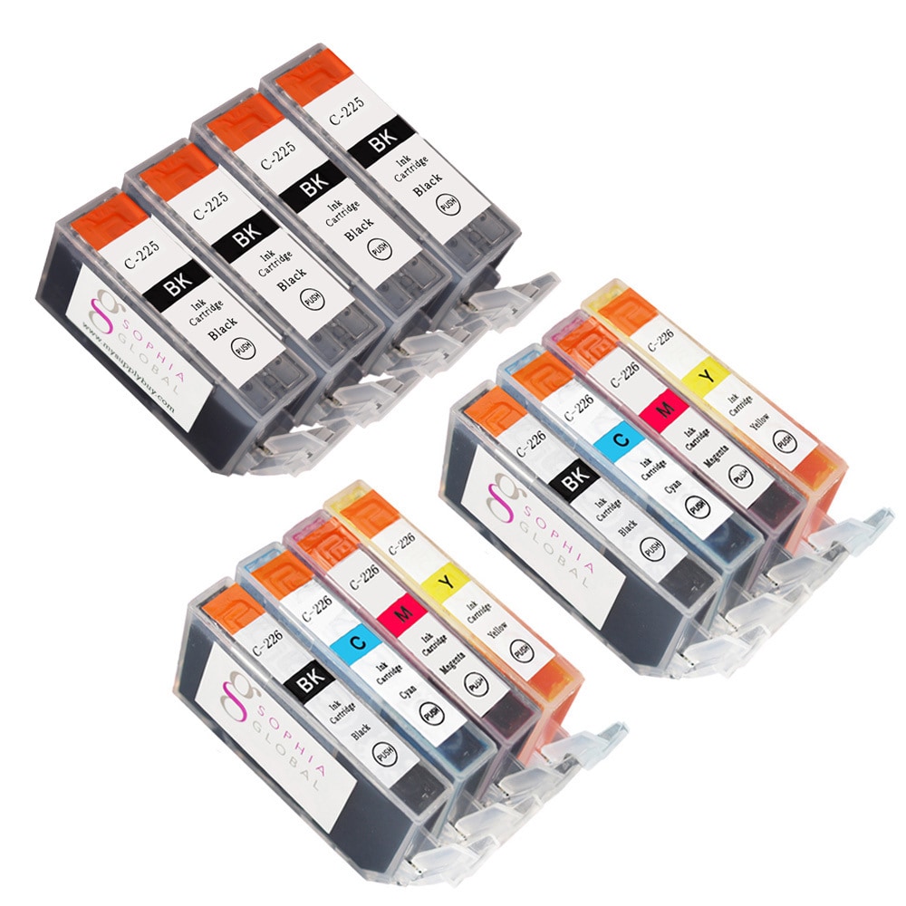 Sophia Global Compatible Ink Cartridge Replacement For Canon Pgi 225 Cli 226 (remanufactured) (pack Of 12) (Black, Cyan, Magenta, YellowPrint yield Meets Printer Manufacturers Specifications for Page YieldModel 4eaPGI225B2eaCLI226BCMYPack of 12 (4 Larg