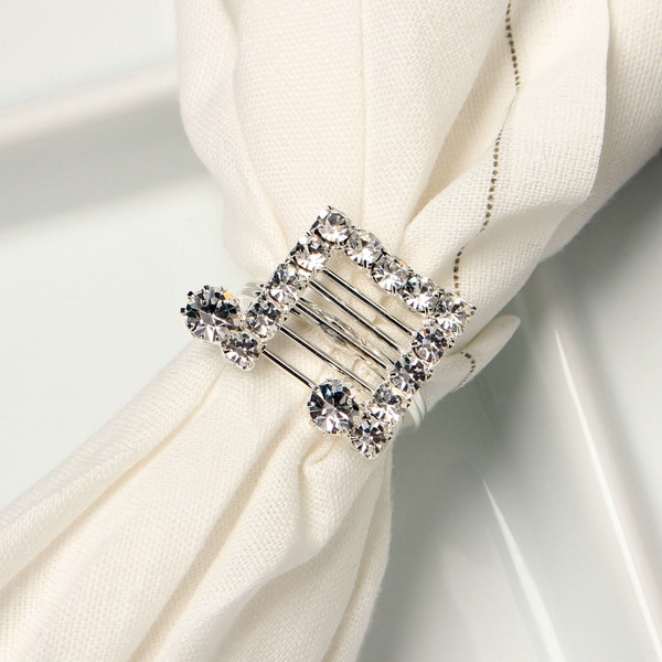 Detti Originals Silvertone Crystal Double Music Notes Napkin Rings