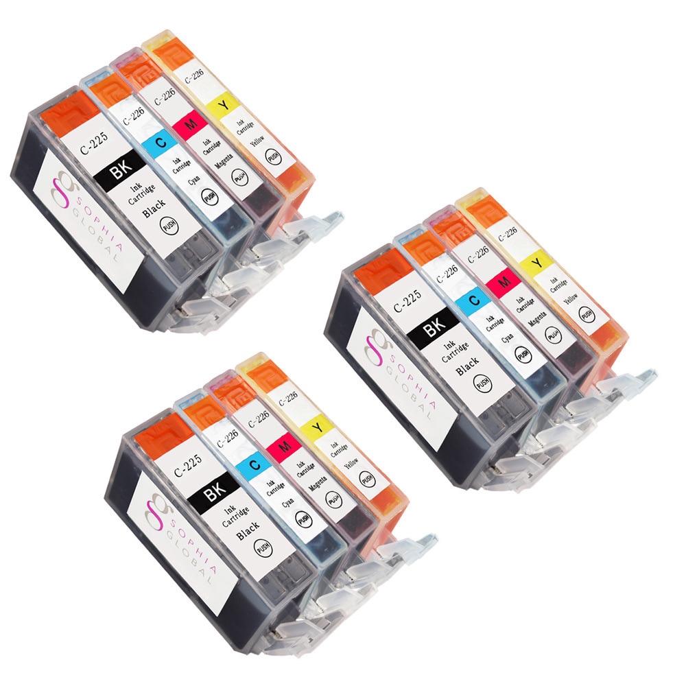 Sophia Global Compatible Ink Cartridge Replacement For Canon Pgi 225 Cli 226 (remanufactured) (pack Of 12) (Black, Cyan, Magenta, YellowPrint yield Meets Printer Manufacturers Specifications for Page YieldModel 3eaPGI225B3eaCLI226CMYPack of 12 (3 Large