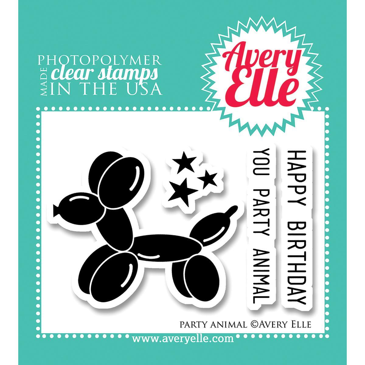 Avery Elle Clear Stamp Set 2 X3   Party Animal