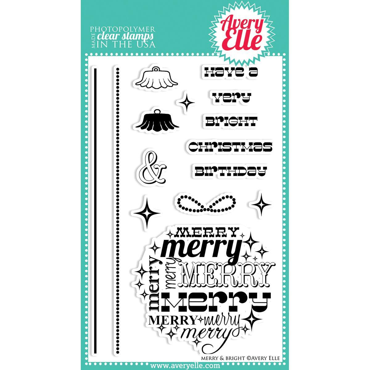 Avery Elle Clear Stamp Set 4 X6   Merry   Bright