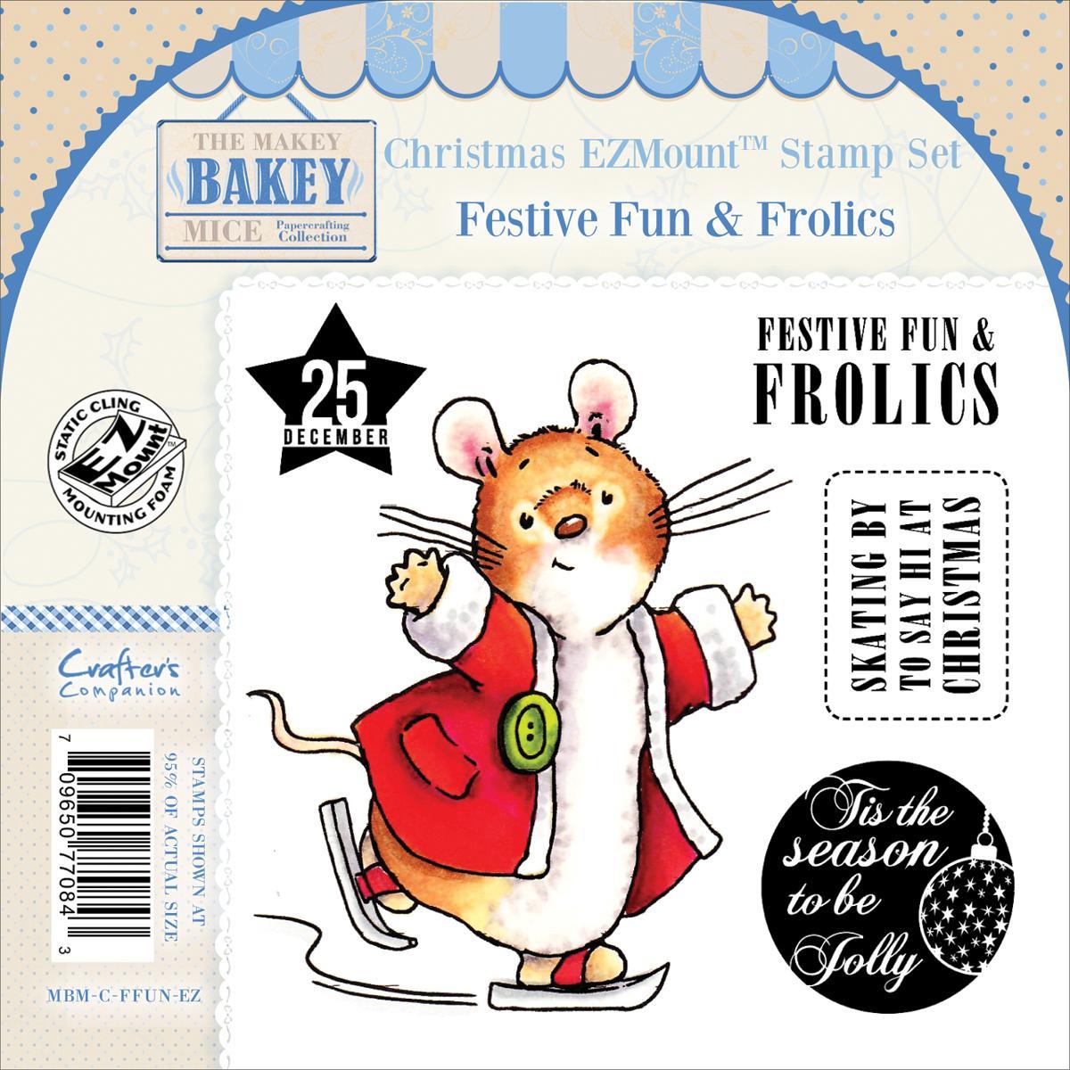 Makey Bakey EZmount Christmas Cling Stamp Set 4.75 X4.75   Festive Fun   Frolics