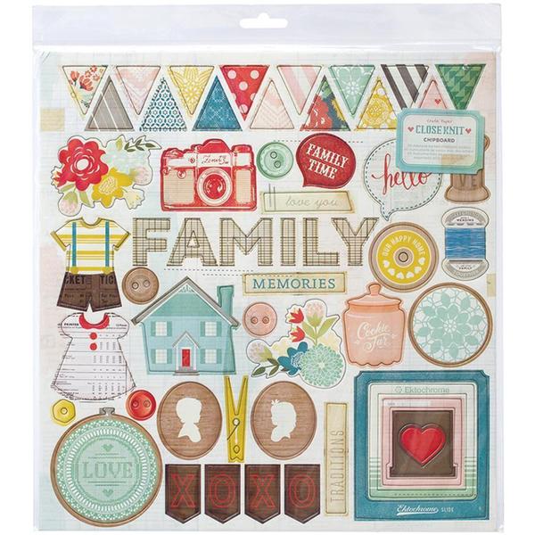 Close Knit Chipboard Stickers 12 X12   Accents & Phrases