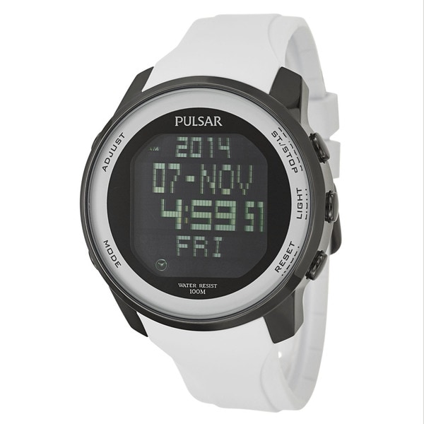 Shop Pulsar Men's PQ2015 Classic Digital White Strap Watch
