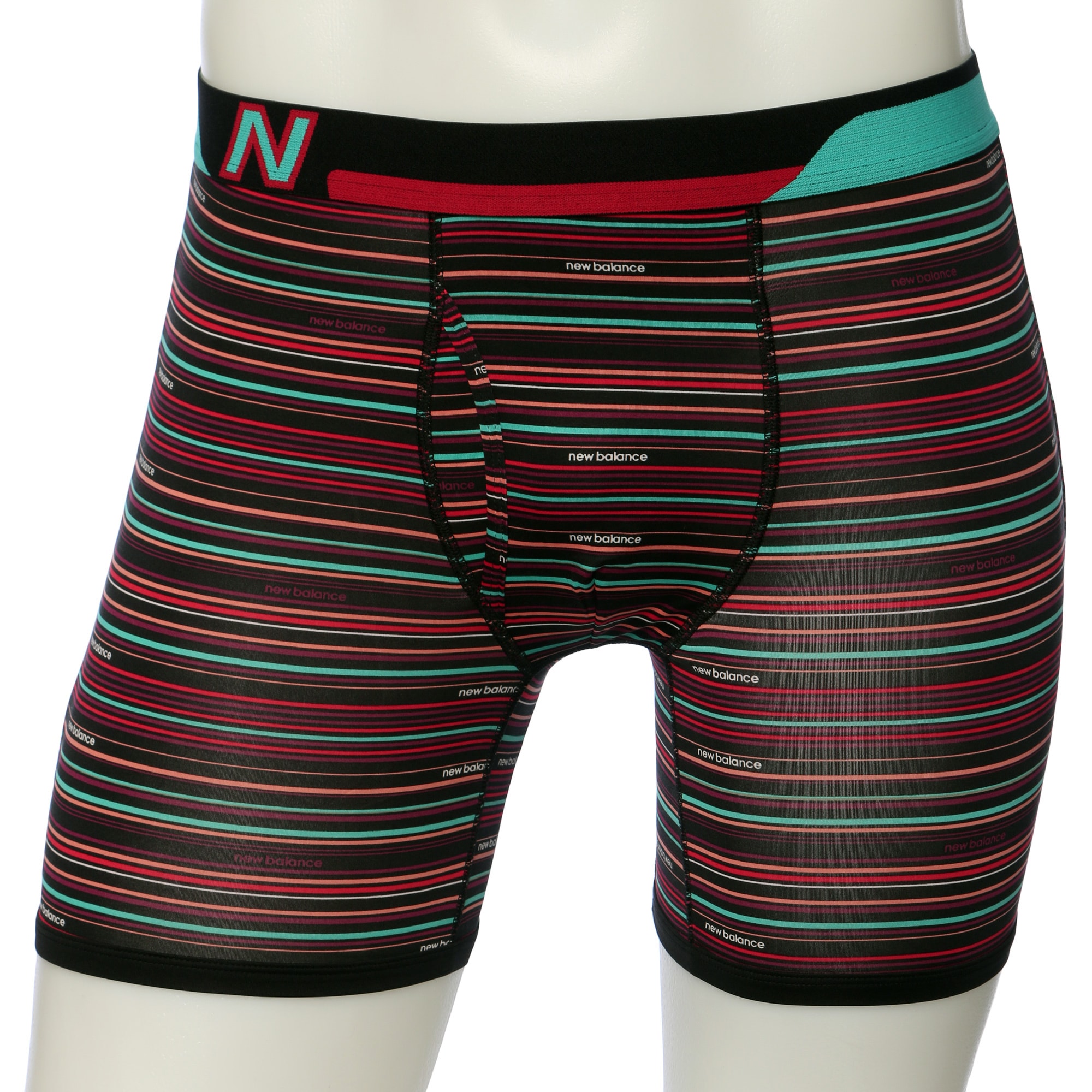 New Balance Mens Red Thin Stripe Photoprint Boxer Briefs