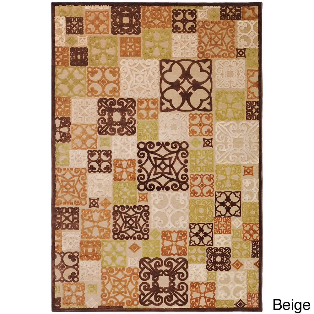 Hand woven Damask Routt Contemporary Area Rug (52 X 76)