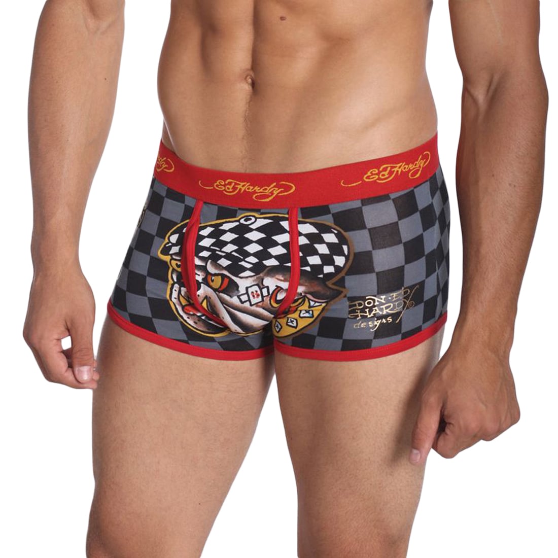 Ed Hardy Mens Black Bulldog Premium Trunks