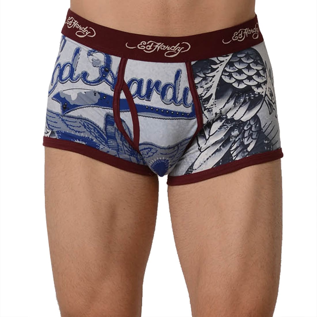 Ed Hardy Mens Maroon Bold Eagle Premium Trunks