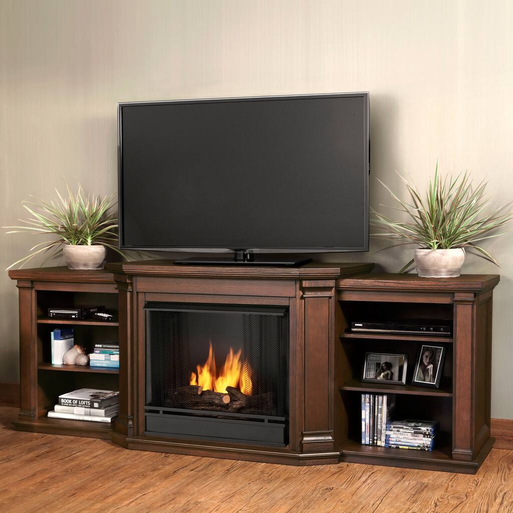 Real Flame Valmont Entertainment Gel Fuel Fireplace Chestnut Oak
