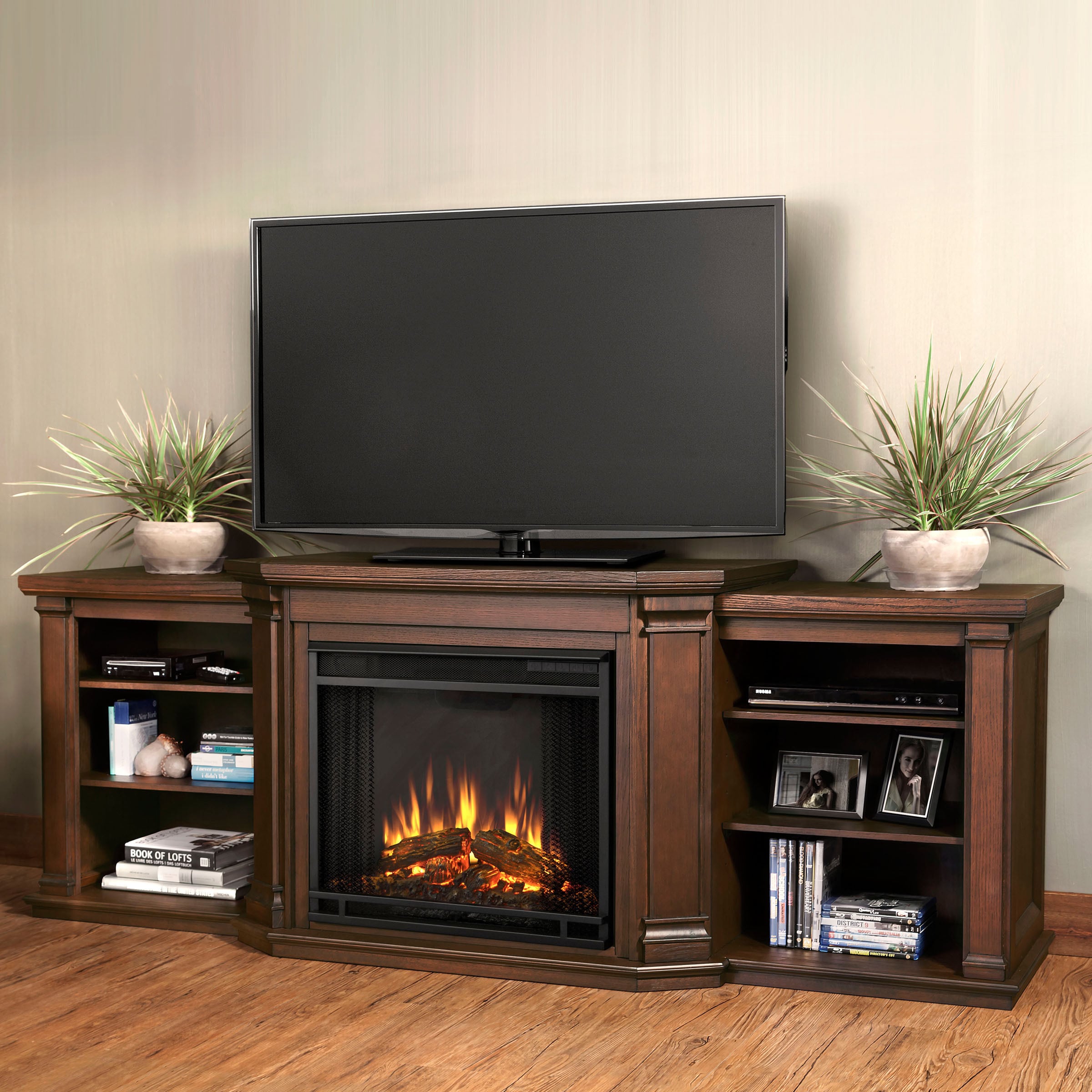 Valmont Electric Entertainment Chestnut Oak Fireplace