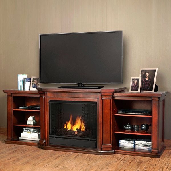 Valmont Gel Fuel Dark Mahogany Entertainment Fireplace by Real Flame