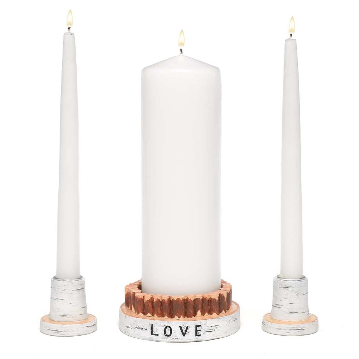 Hortense B. Hewitt Rustic Love Candle Holder Set