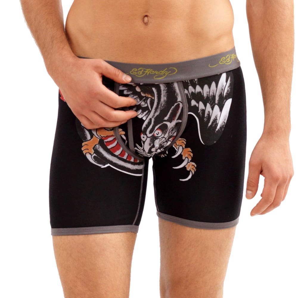 Ed Hardy Mens Panther Dragon Grey Premium Boxer Briefs