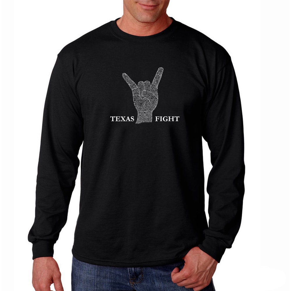 Los Angeles Pop Art Mens Texas Fight Long Sleeve T shirt