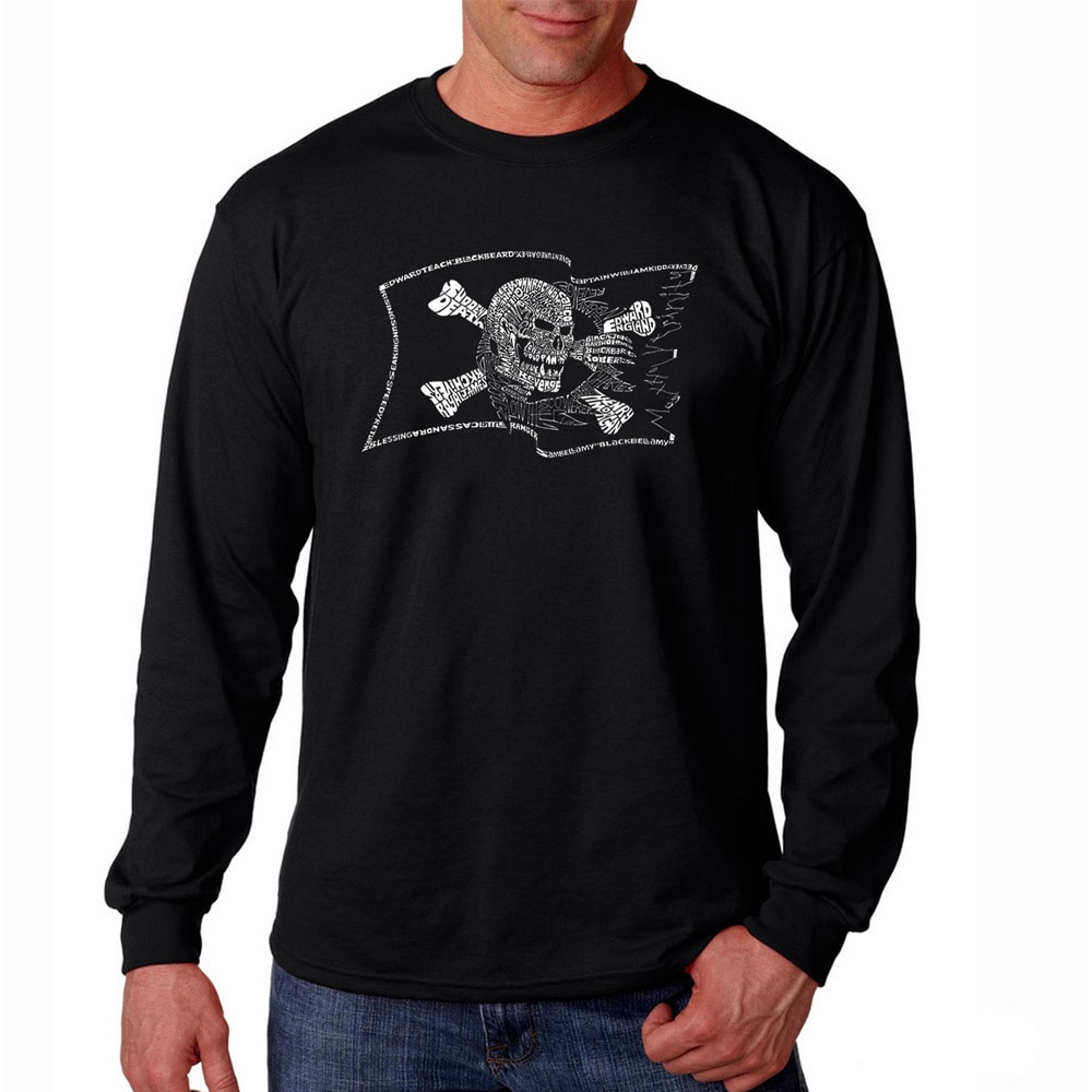 Los Angeles Pop Art Mens Pirate Flag Long Sleeve T shirt