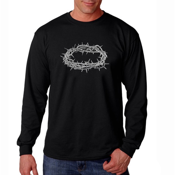 Los Angeles Pop Art Men's 'Crown of Thorns' Long Sleeve T shirt Los Angeles Pop Art Casual Shirts