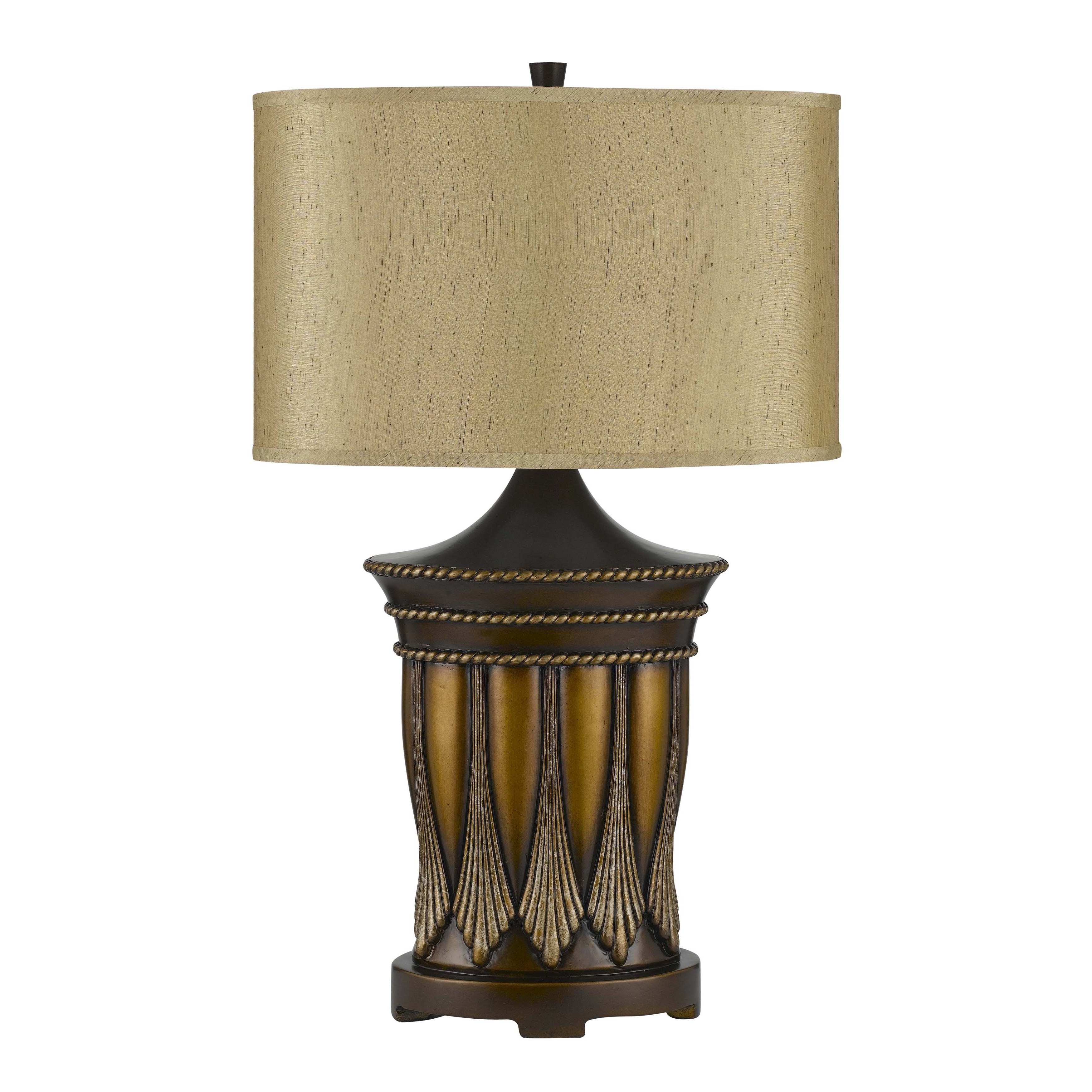 Aroka 3 light 3 way Antique Rubbed Brass Resin Table Lamp