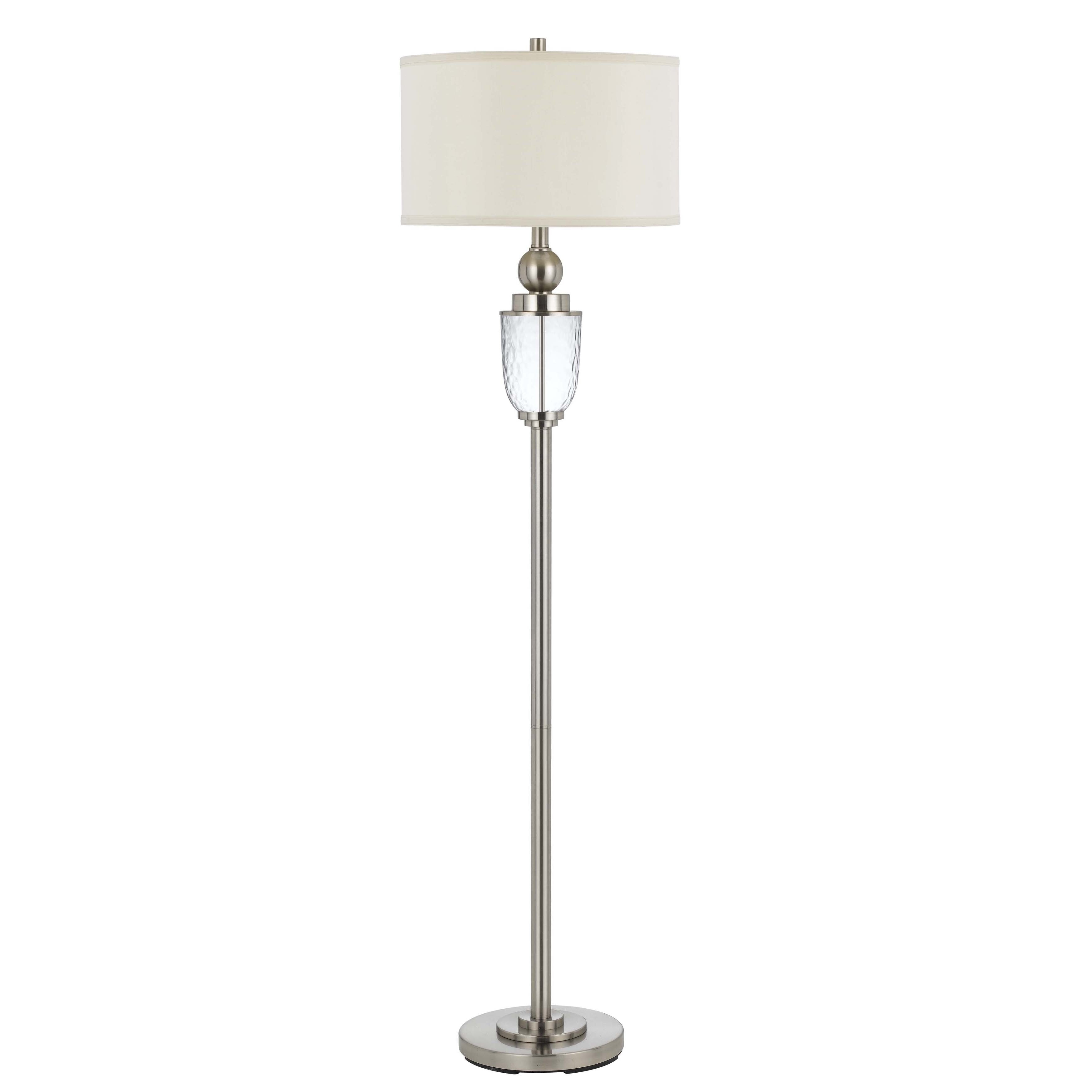 Cal Lighting Oblique Glass Night Light 2 light Rubbed Matte Steel Floor Lamp