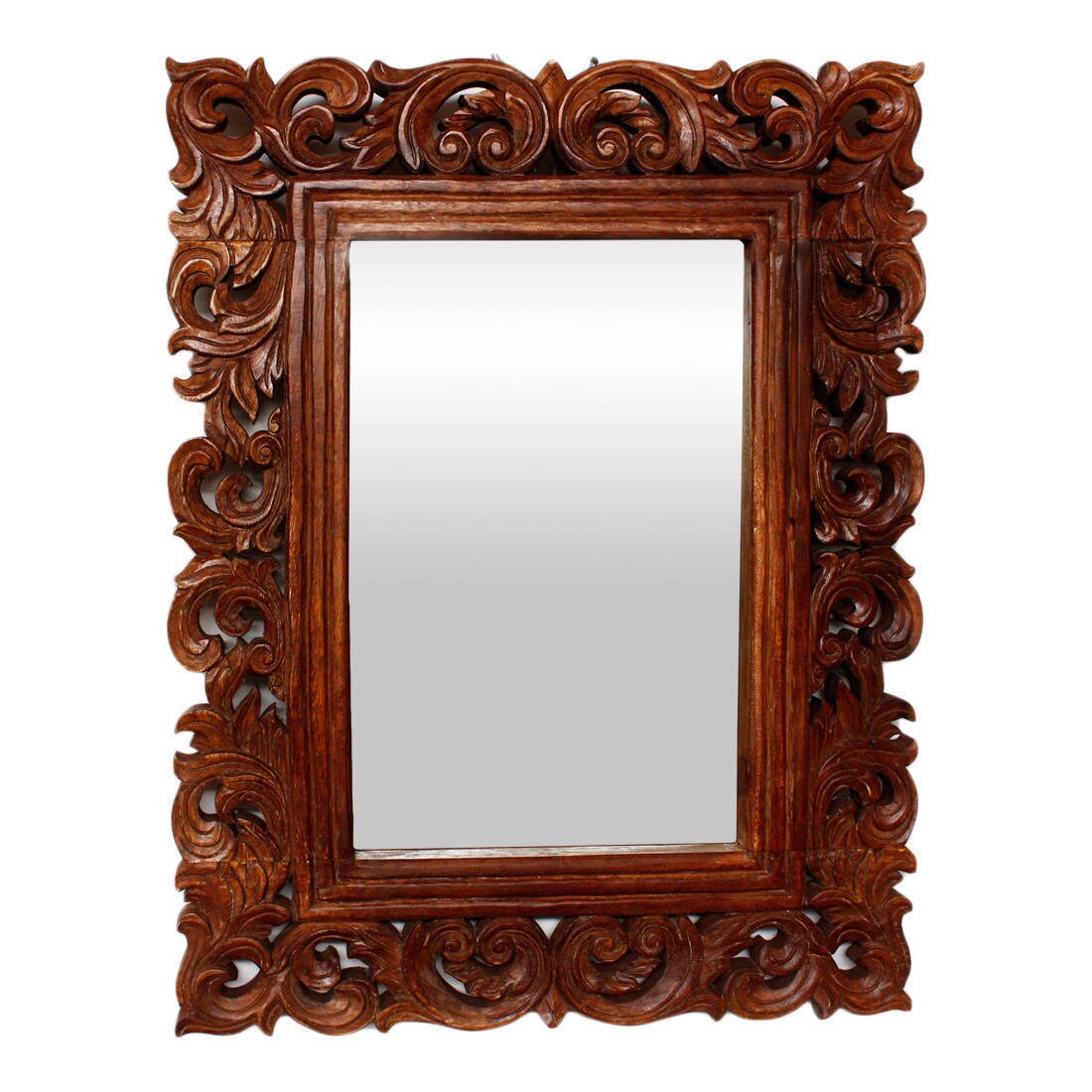Shop Vine And Leaf 25x32 Inch Natural Stain Mirror Handmade In Thailand Overstock 8793542