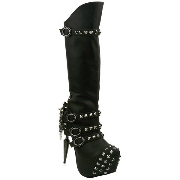 black studded platform boots