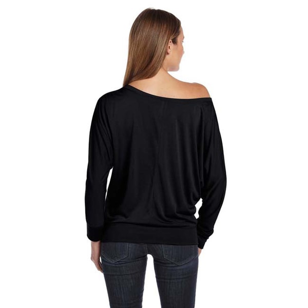 black long sleeve shirt off shoulder