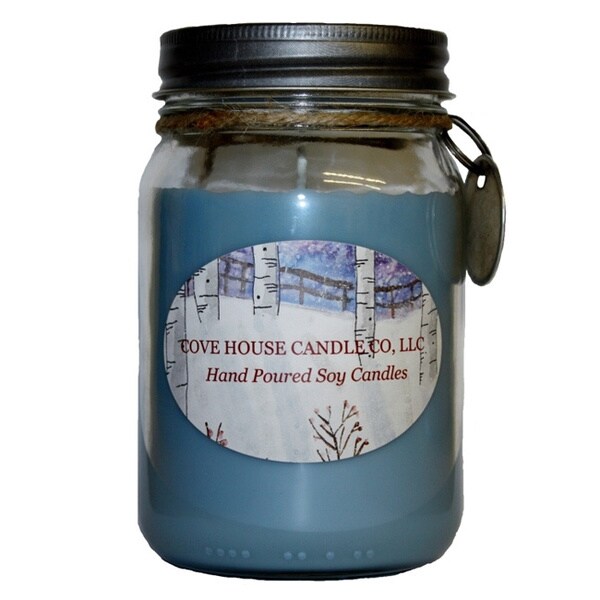Scented Blue 16-ounce Canning Jar Soy Candle - 16 oz