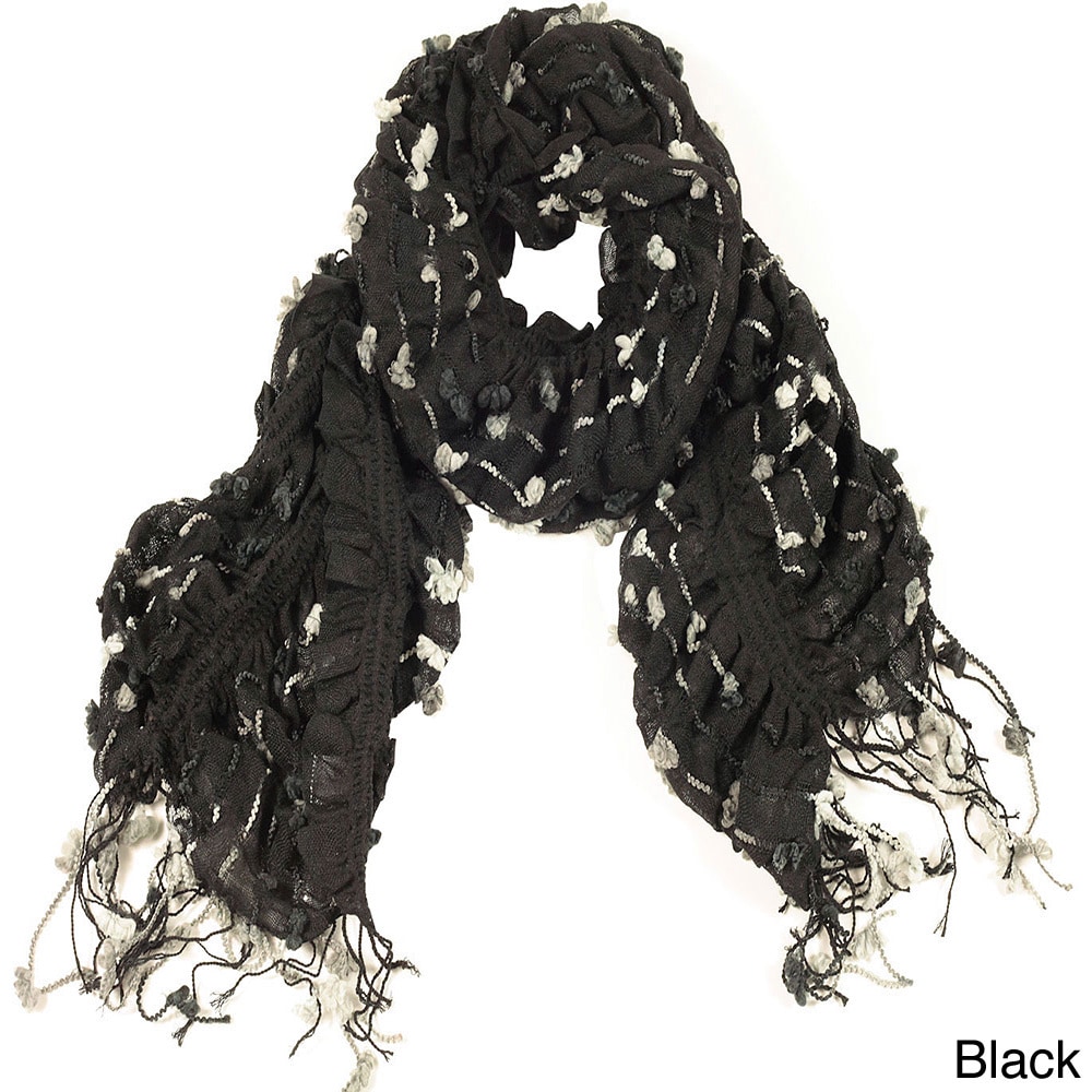 La77 Ruffled Floral Sewn Scarf