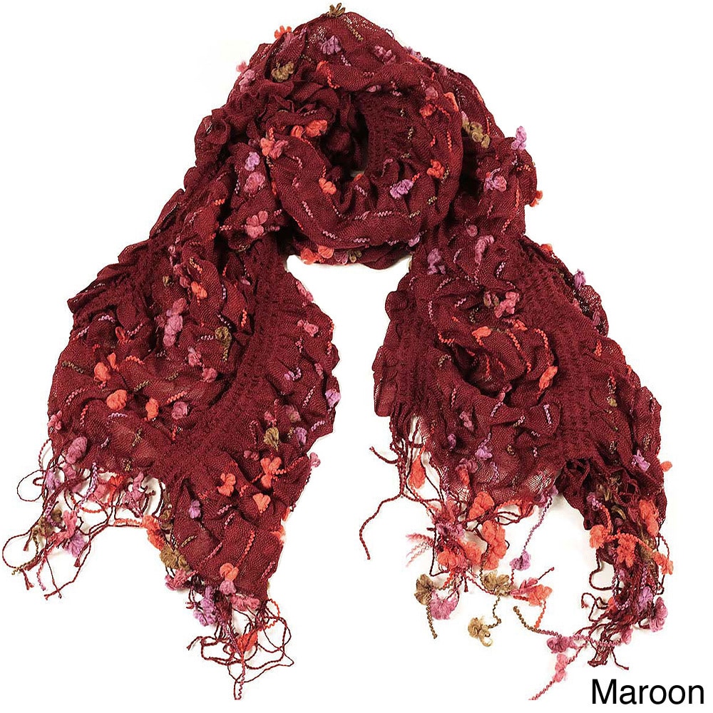 La77 Ruffled Floral Sewn Scarf