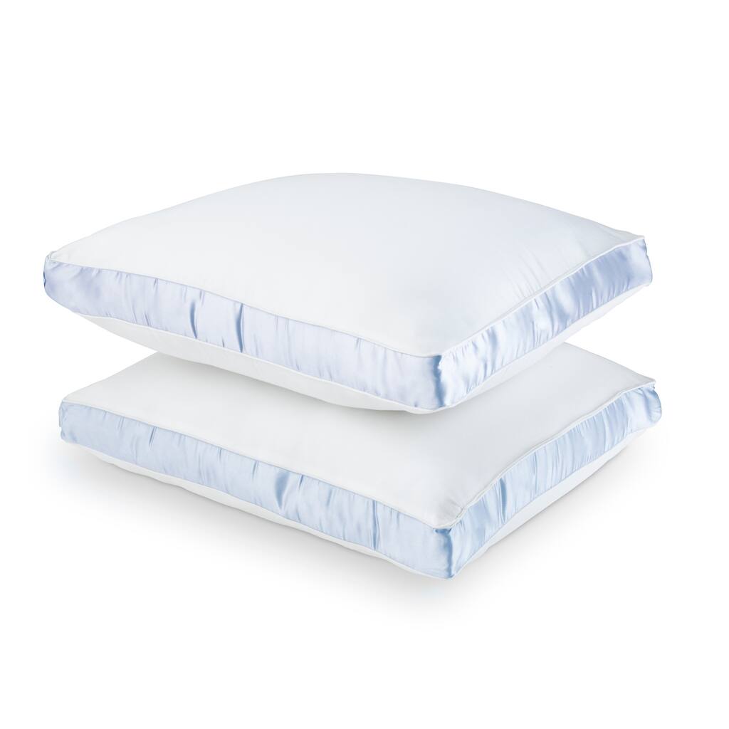 DOWNLITE Cotton Sateen 300 TC Firm Density Pillows (Set of 2) - White