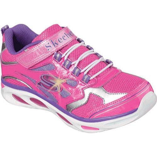 Girls Skechers S Lights Blissful Hot Pink/Purple