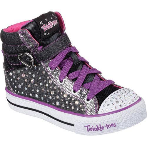 Shop Girls' Skechers Twinkle Toes Shuffles Spotlight Star Black/Purple ...
