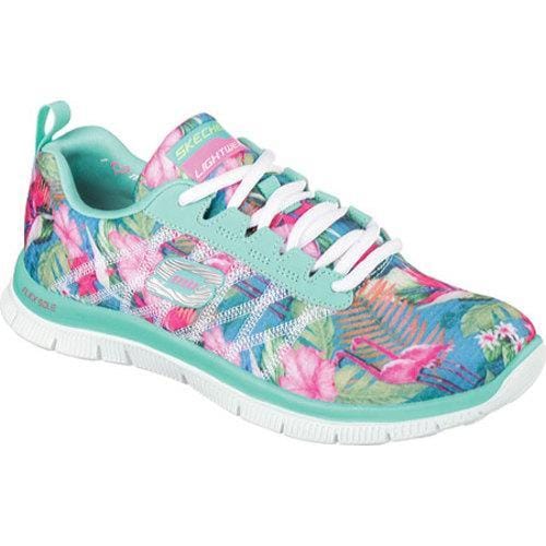 Womens Skechers Flex Appeal Floral Bloom Aqua/Multi